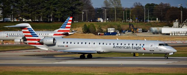 Canadair Regional Jet CRJ-900 (N568NN) - From the CLT overlook, 3/17/18.