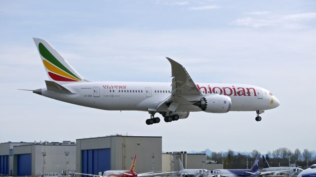 Boeing 787-8 (ET-ASH) - BOE847 on final to Rwy 16R to complete its B1 flight on 3/13/15. (ln 283 / cn 38754).