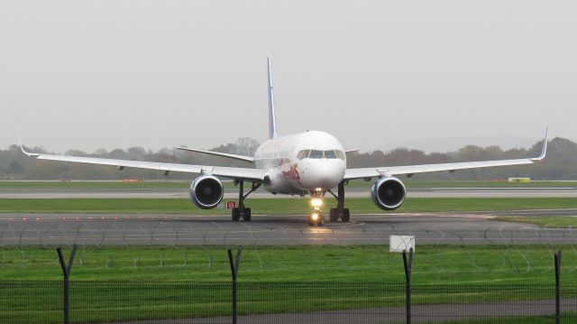Boeing 757-200 (G-LSAE) - One of the last few arrivals of Jet2 757 G-LSAE into Manchester (EGCC).br /br /Photo taken from Manchester Runway Visitor Park during cold and overcast weather conditions. Photo Date: 09/11/2024. Time: 13:50. 