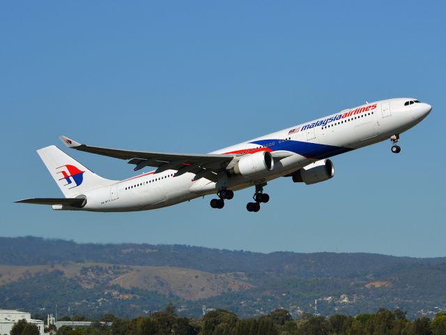 Airbus A330-300 (9M-MTA) - Getting airborne off runway 23 for flight home to Kuala Lumpur. Thursday 12th April 2012.