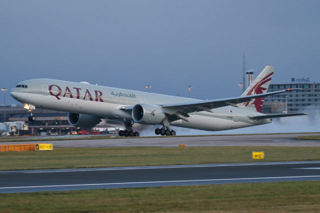 BOEING 777-300ER (A7-BEL) - QTR22 departs to Doha, a B77W replacing the regular A350-900