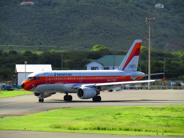 Airbus A319 (N742PS) - Spotting at TLPL American Airlines about to depart to CLT