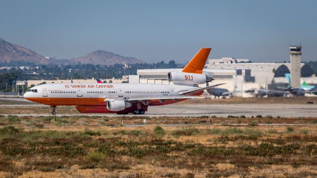 McDonnell Douglas DC-10 (N17085) - Tanker 911 Taxiing at San Bernardino (old Norton AFB) to attack the Canyon fire in Orange County, CA.