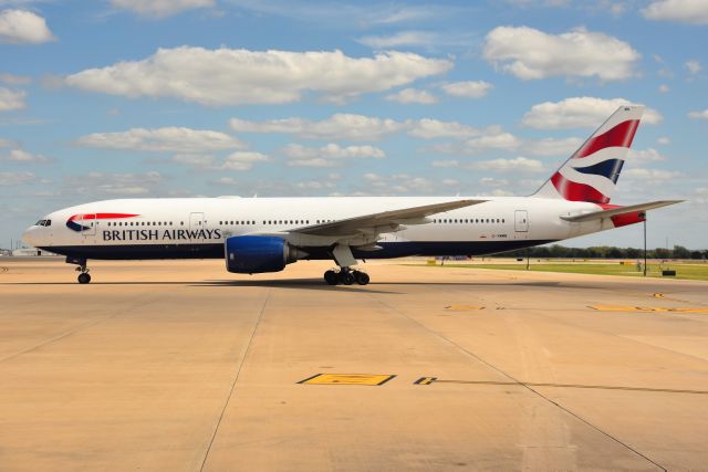 Boeing 777-200 (G-YMMN) - 10-19-21. Kind of weird to see two BA 787's and this 777 on the ground at AUS at the same time. Is this turning in to a BAW hub or what? LOL!