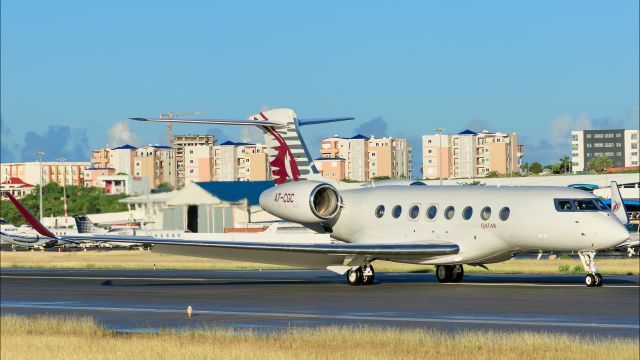 Gulfstream Aerospace Gulfstream G650 (A7-CGC) - Qatar Executive Gulfstream 650 A7-CGC arriving at St Maarten at day break. 