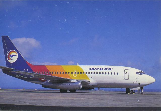 Boeing 737-200 (DQ-FDM) - scanned from postcardbr /air pacific