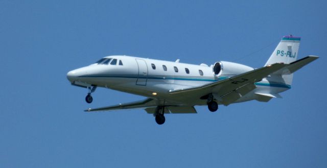 Cessna Citation Excel/XLS (PS-FLJ) - About to touch down is this 2002 Cessna Citation Excel in the Spring of 2025.  Brazil Registration 