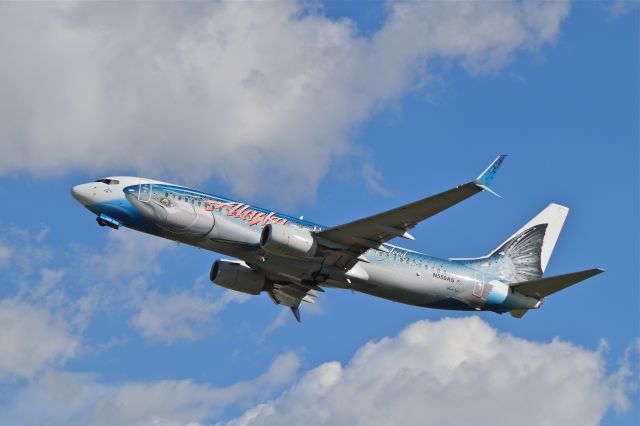 Boeing 737-800 (N559AS) - Boeing B737-890 N559AS MSN 61799 and 14 years old, airborne off runway 05L in Mexico City Airport (Photo Jul 21th 2018).