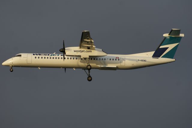 de Havilland Dash 8-400 (C-GENO) - WestJet Encore Flight WR3327 from YLW approaching YVR Runway 26L