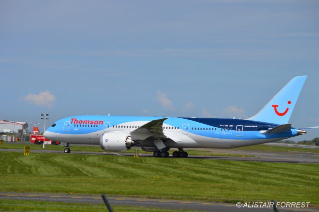 Boeing 787-8 (G-TUIB) - Second 787 taxying in for crew change at Prestwick