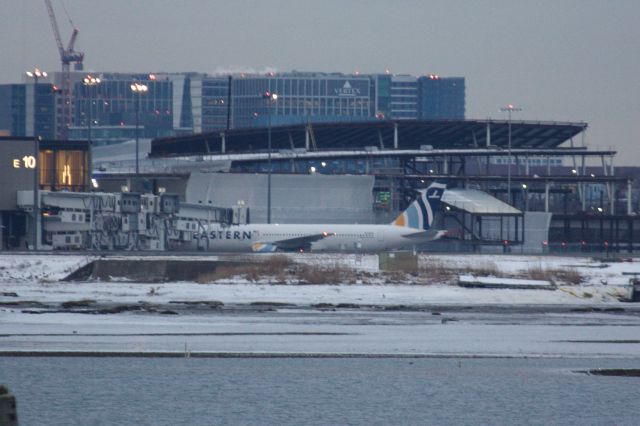 BOEING 767-300 (N700KW) - Eastern B767-300 (N700KW) at Boston Logan's  Terminal E the morning of 2/1/21 before a winter storm. The plane is preparing to depart for MIA, however notice the Terminal E construction in back which looks impressive. Hopefully a sign of increased service on the horizon.