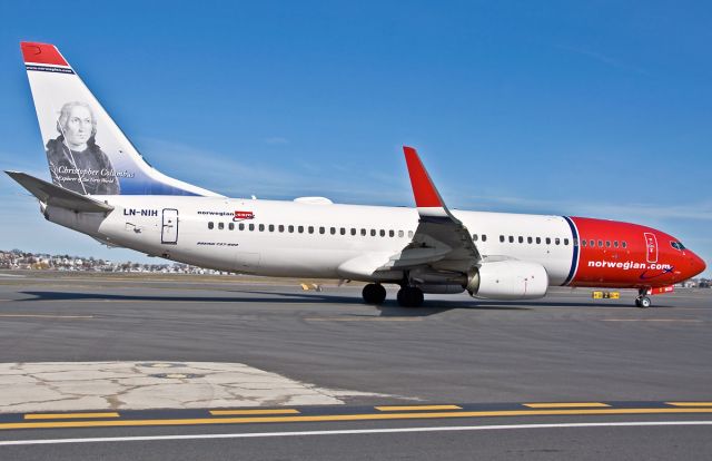 Boeing 737-800 (LN-NIH) - Norwegian Air Shuttle Service @ KBOS Logan " Christopher Columbus"