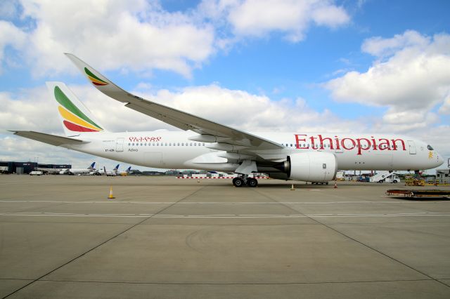 Airbus A350-900 (ET-AZN) - Parked on Stand 252 on 7-May-23 prior to operating flight ETH701 to HAAB.