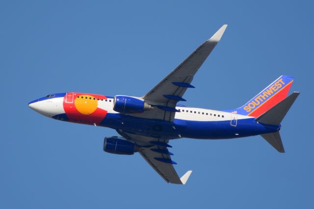 Boeing 737-700 (N230WN) - Southwest 737 with the Colorado paint scheme departs Nashville March 3, 2020. A tornado barely missed the airport around 3 am this morning. 