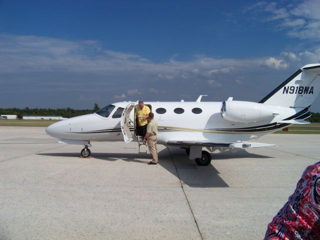 Cessna Citation Mustang (N918WA) - The owner Bob Wallace stepping out from his maiden voyage on his new Mustang!