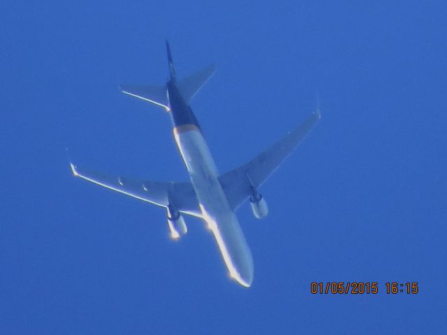 BOEING 767-300 (N329UP) - UPS flight 2988 from SDF to BFI over Baxter Springs Kansas (78KS) at 28,000 feet.