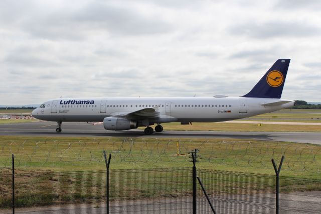 Airbus A321 (D-AIRN) - Lufthansa (LH) D-AIRN A321-131 [cn560]br /Manchester (MAN).  Lufthansa flight LH942 taxis to the gate after arriving from Frankfurt (FRA).  br /Taken from RVP Airport Viewing Parkbr /br /2018 08 04br /a rel=nofollow href=http://alphayankee.smugmug.com/Airlines-and-Airliners-Portfolio/Airlines/EuropeanAirlines/Lufthansa-LH/https://alphayankee.smugmug.com/Airlines-and-Airliners-Portfolio/Airlines/EuropeanAirlines/Lufthansa-LH//a