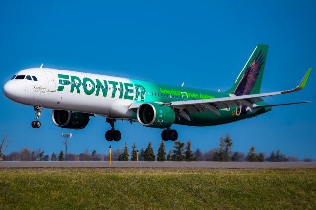 Airbus A321neo (N603FR) - Year: 2022br /Make: Airbusbr /Model: A321-271NXbr /Opby: Frontier Airlinesbr /Route: MCO -> BUF br /br /Notes: Frederick the Bald Eagle (America's Green Airline / Powered By Pratt & Whitney livery)