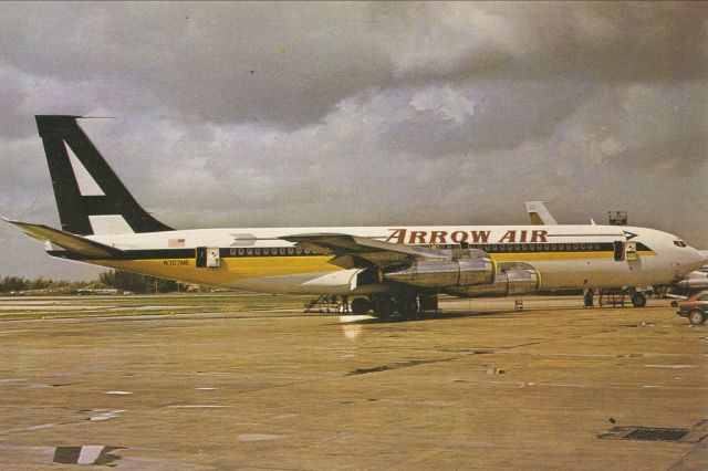 Boeing 707-100 (N707ME) - scanned from postcardbr /arrow air