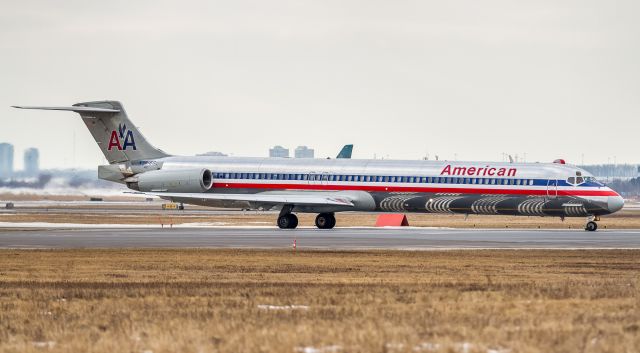 McDonnell Douglas MD-83 (N9616G) - American 1259 lines up on runway 23 at YYZ ready for departure to Dallas-Fort Worth