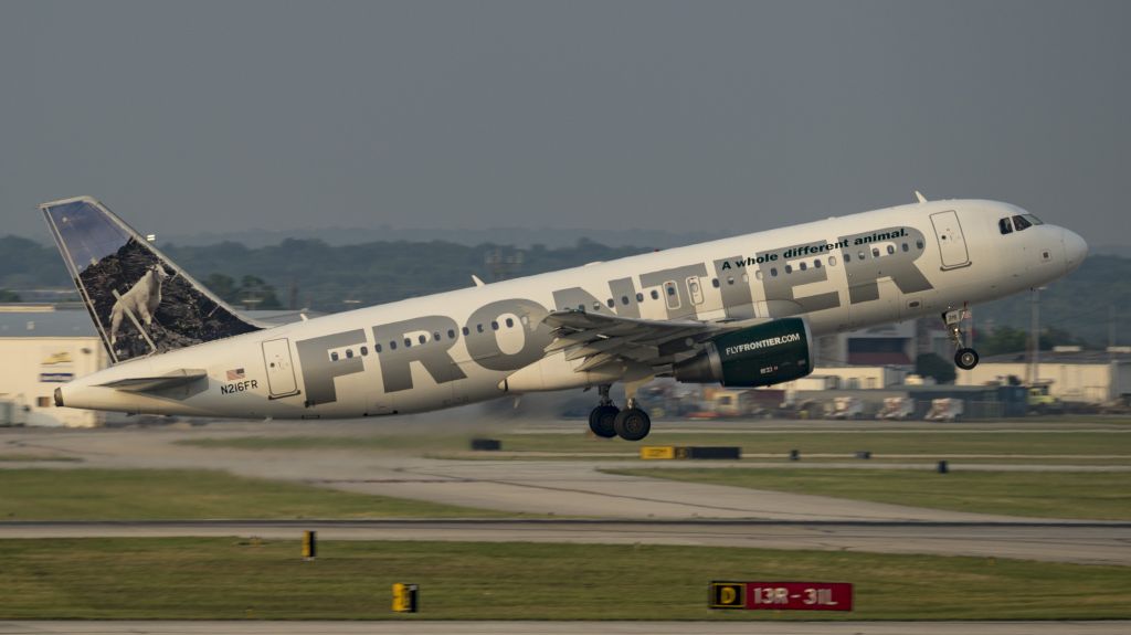 Airbus A320 (N216FR) - Departing 13Rbr /5/11/17
