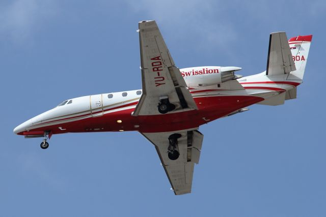 Cessna Citation Excel/XLS (YU-RDA) - 24/07/2021:   Flight upon landing on runway 30 from Mykonos(JMK), Greece.