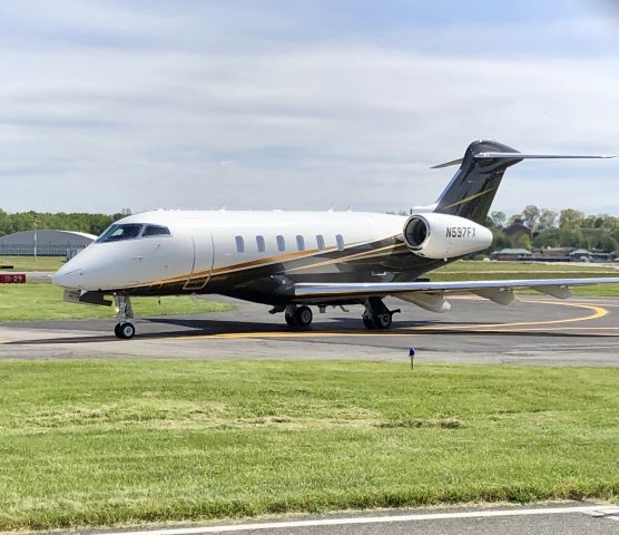 Canadair Challenger 350 (N597FX) - Flexjet Challenger 350 taxing to Runway 11, soon to depart towards Ashville AVL.  The main runway 34/16 is currently closed for repaving.  