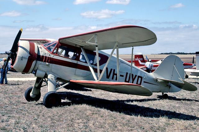 VH-UYD — - WACO YKS-6 - REG VH-UYD (CN 4534) - MURRAY BRIDGE AIRPORT (PALLAMANA) SA. AUSTRALIA - YMBD 25/1/1987