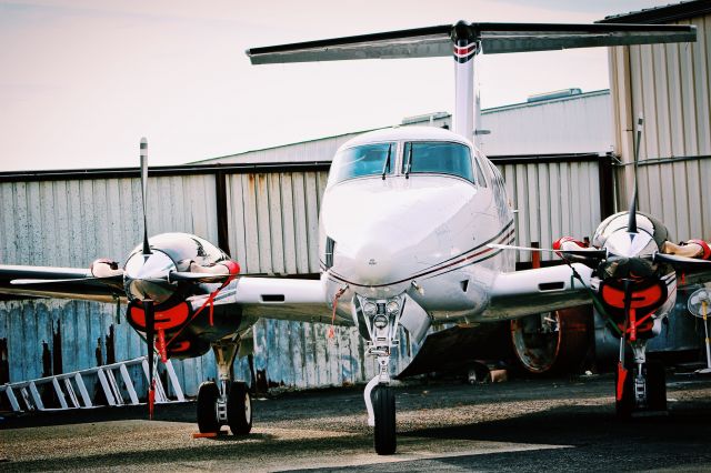 Beechcraft King Air F90 (N6335F) - A rare visitor in for avionics upgrades.