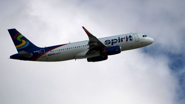 Airbus A320 (N636NK) - Shortly after departure is this 2015 Spirit Airlines Airbus A320-232 from the Summer of 2020.