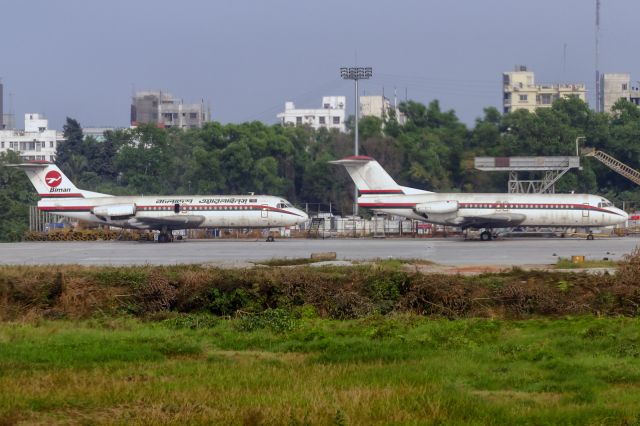 Fokker Fellowship (S2-ACW) - 5th of January, 2016: F-28s on LPR: Like most Bangladesh Government employees, these two 'national' airline aircraft (S2-ACW, S2-ACV) are seen on "leave prior to retirement" i.e. using up valuable space but serving no purpose to the tax payer! 