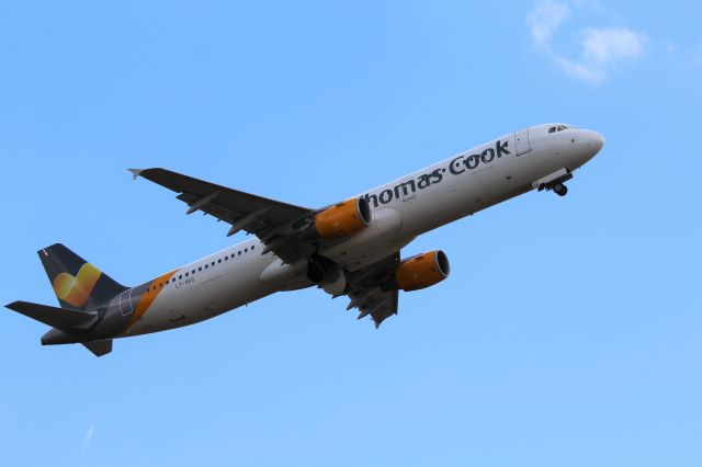 Airbus A321 (LY-VEG) - Thomas Cook Airlines (MT) LY-VEG A321-211 [cn2115]br /East Midlands (EMA): Thomas Cook Airlines flight MT1234 to Tenerife Sur (TFS) climbs after take-off.  br /Taken from East Midlands Aeropark, North side of the airfield.br /br /2018 07 31br /a rel=nofollow href=http://alphayankee.smugmug.com/Airlines-and-Airliners-Portfolio/Airlines/EuropeanAirlines/Thomas-Cook-Airlines-MT/https://alphayankee.smugmug.com/Airlines-and-Airliners-Portfolio/Airlines/EuropeanAirlines/Thomas-Cook-Airlines-MT//a