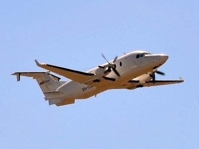 Beechcraft 1900 (VH-YOA) - Getting airborne off runway 23. Wednesday 4th January 2012.