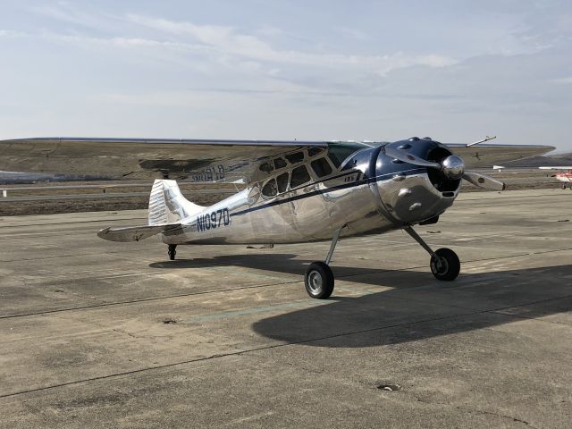 Cessna LC-126 (N1097D) - The beautiful N1097D Cessna 195 on the ramp Dec 23rd, 2017 in Hollister, CA (KCVH).