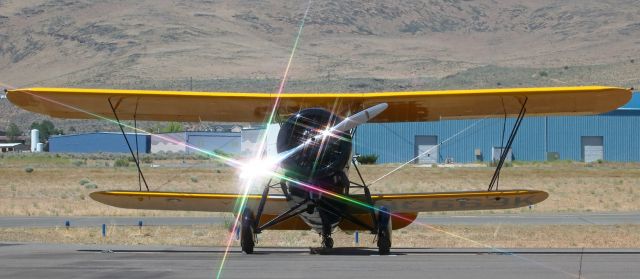 NC663K — - One of the "stars" of last Saturdays Open House (June 23, 2018), a Stearman Model 4E Junior "Speedmail" on display at its "home" airport -- KCXP (Carson City Airport, Nevada).