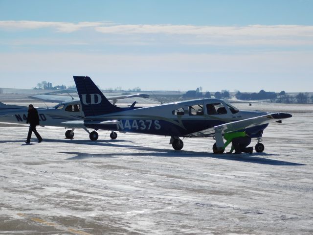 Piper Cherokee Arrow (N4437S) - A clear day in January meant a busy day of flying for University of Dubuque Aviation students.  In this case, a nearly empty ramp was a good thing!!!  N4437S returns to the ramp to await another flight. 