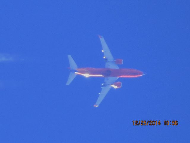BOEING 737-300 (N631SW) - Southwest Airlines flight 1435 from STL to OKC over Baxter Springs Kansas (78KS) at 34,000 feet.