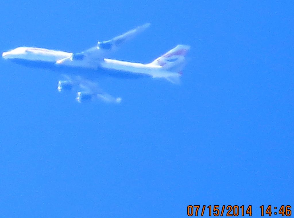 Boeing 747-400 (G-CIVY) - British Airways flight 31F from London to DFW over Baxter Springs KS (78KS) at 32k feet.