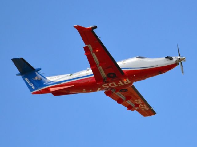 VH-FVD — - Getting airborne off runway 23 and heading off on another mercy flight. Saturday, 24th March 2012.