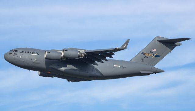 Boeing Globemaster III (03-3115) - BLUES31 Heavy climbing out after a missed approach. One of several MSANG "Moose" aircraft!