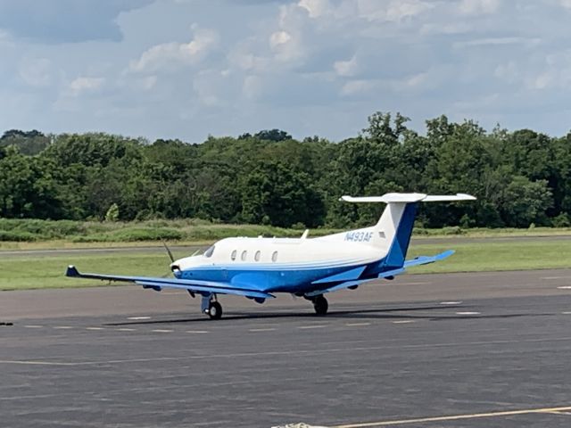 Pilatus PC-12 (N493AF) - N493AF (PC12, owned by Cobalt Air) departing Wings Field (KLOM)br /Photo Date: July 5, 2021