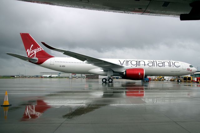 Airbus A330-900 (G-VEII) - Parked on Stand 595 on 31-Mar-23 shortly after arriving on its delivery flight VIR839P from LFBO.
