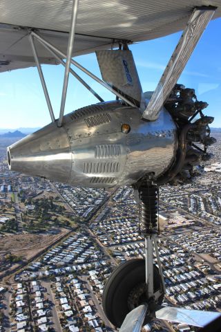 NC9645 — - Left engine of EAA's Ford Trimotor flying over Tucson, AZ