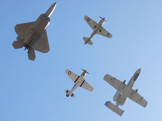 — — - Mar. 22, 2009 - Heritage Flight comprising F-22, A-10, P-51 and P-40