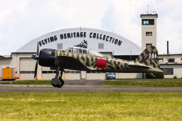 N3852 — - Flying Heritage Collection's Mitsubishi A6M3-22 Reisen (zero) departing for a photo flight.