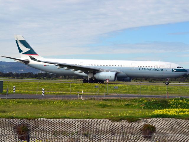 Airbus A330-300 (B-LAJ) - On taxi-way heading for take off on runway 05, for flight home to Hong Kong via Melbourne. Thursday 12th July 2012.