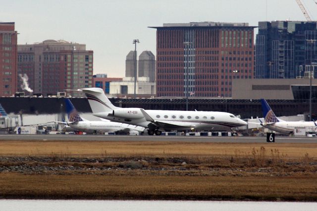 Gulfstream Aerospace Gulfstream G650 (A7-CGI) - Qatar Executive Gulfstream arriving to Boston Logan on 2/24/22. 