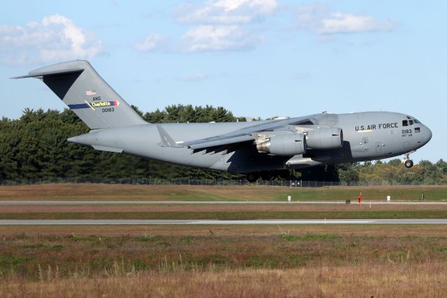 Boeing Globemaster III (00-0183) - 'REACH 930' arriving from Prestwick, Scotland. From the 156th Airlift Squadron (156 AS) of the North Carolina ANG based at  Charlotte ANGB, NC