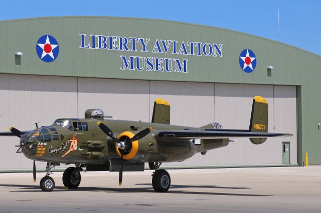 North American TB-25 Mitchell (N345BG) - A familiar but welcome sighting as always. Georgie’s Gal was seen at the Liberty Aviation Museum Port Clinton Municipal Airport on 5 Aug 2017. 