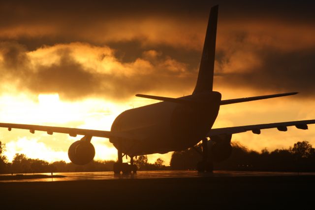 Airbus A300F4-600 (N691FE) - 10 minutes of Sun after the Storm.   Turning on to Runway 21 Appleton, WI USA